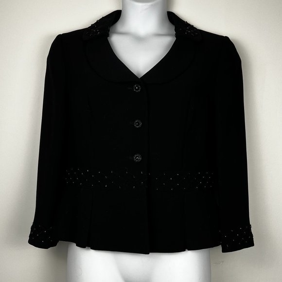 Tahari Arthur S Levine Vintage Size 14 Black Women's Blazer Jacket - Picture 1 of 7